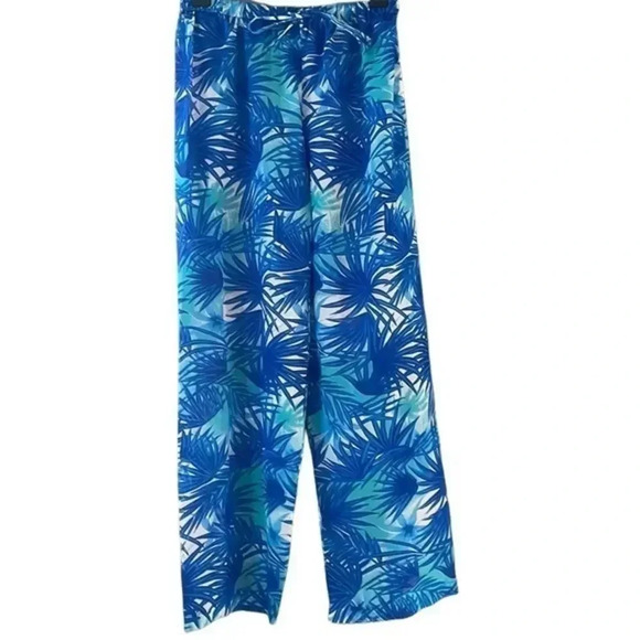 New Peppermint Bay Sheer Blue Palm Pants Size Small (S)‎ - Picture 1 of 7